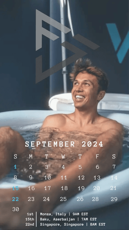 F1 2024 Phone Calendar Wallpaper - Alex Albon's Version (Digital Download) - The Raeypublic