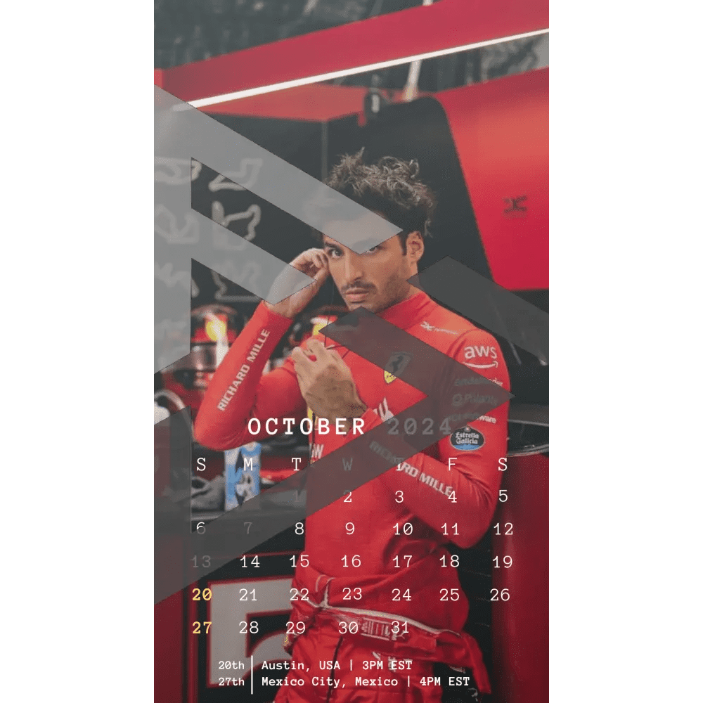 F1 2024 Phone Calendar Wallpaper - Carlos Sainz's Version (Digital Download) - The Raeypublic