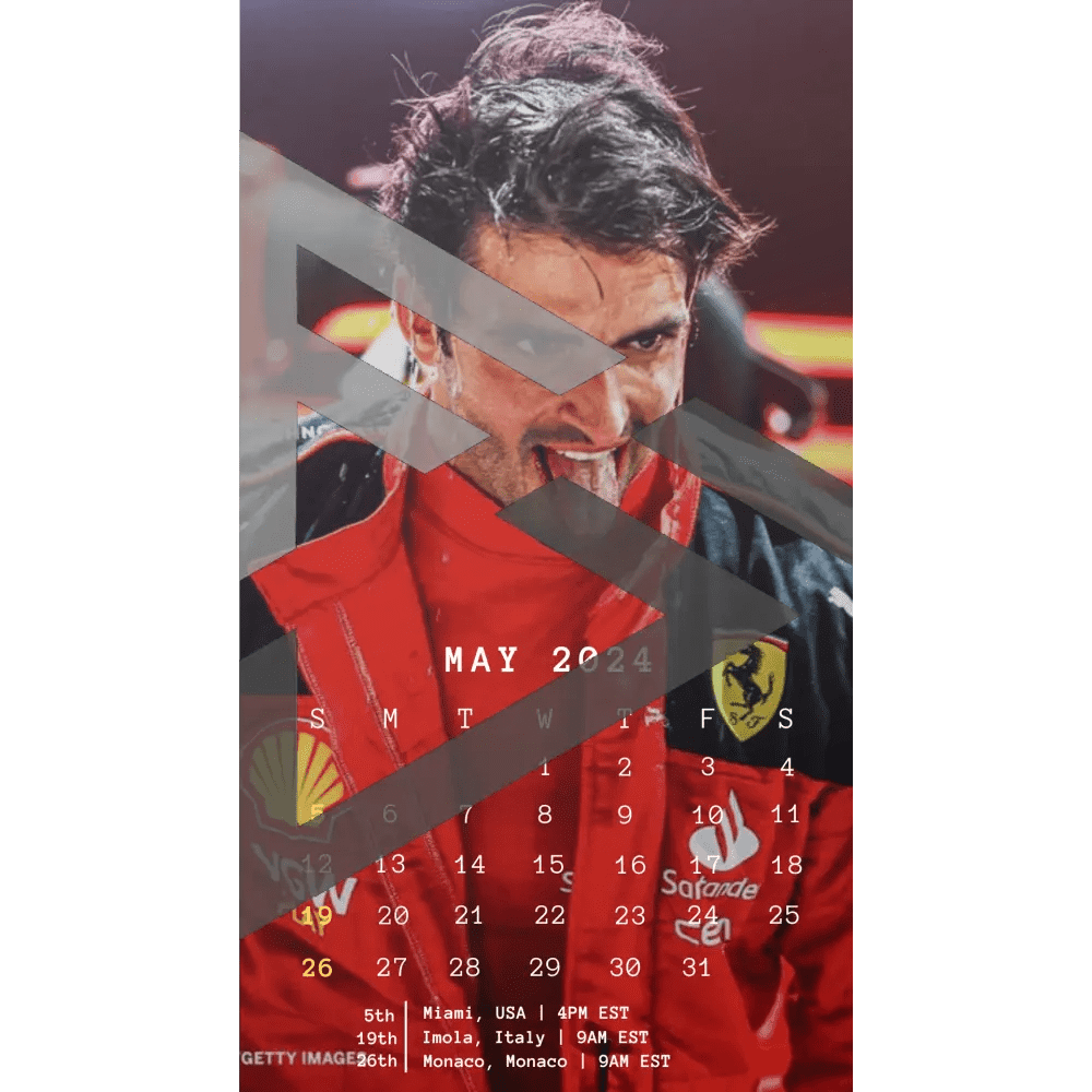 F1 2024 Phone Calendar Wallpaper - Carlos Sainz's Version (Digital Download) - The Raeypublic