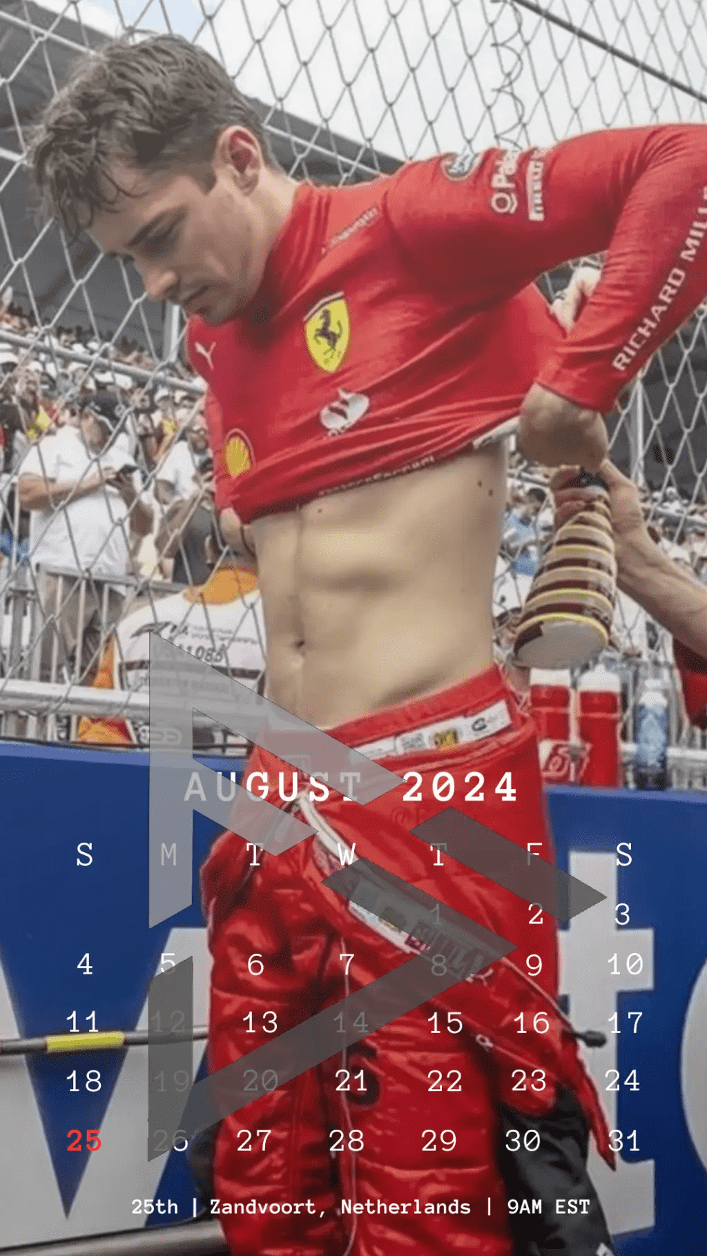 F1 2024 Phone Calendar Wallpaper - Charles Leclerc's Version (Digital Download) - The Raeypublic