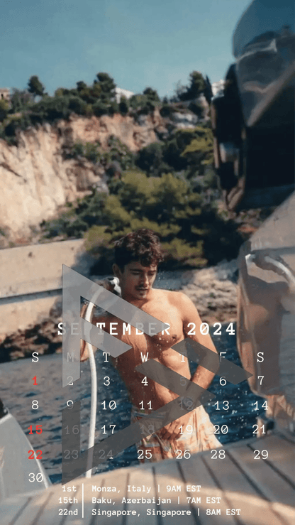 F1 2024 Phone Calendar Wallpaper - Charles Leclerc's Version (Digital Download) - The Raeypublic