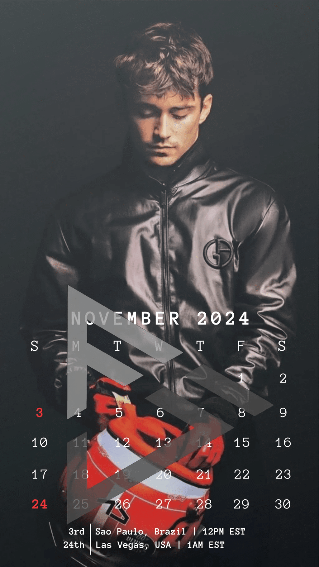 F1 2024 Phone Calendar Wallpaper - Charles Leclerc's Version (Digital Download) - The Raeypublic