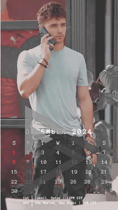 F1 2024 Phone Calendar Wallpaper - Charles Leclerc's Version (Digital Download) - The Raeypublic