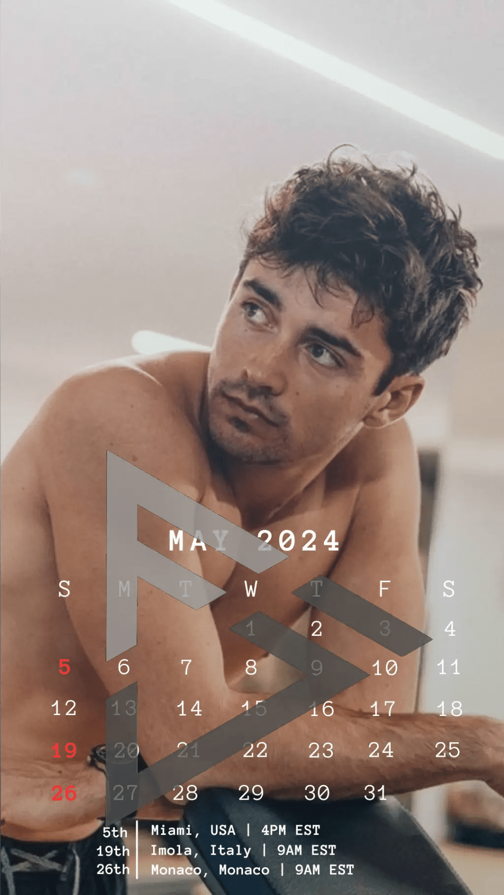 F1 2024 Phone Calendar Wallpaper - Charles Leclerc's Version (Digital Download) - The Raeypublic