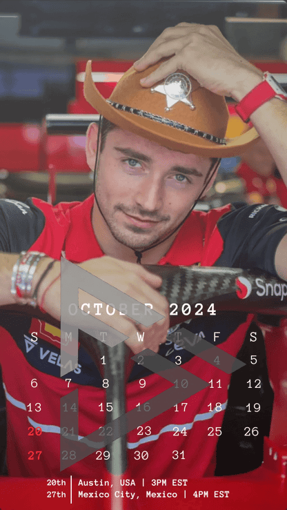 F1 2024 Phone Calendar Wallpaper - Charles Leclerc's Version (Digital Download) - The Raeypublic