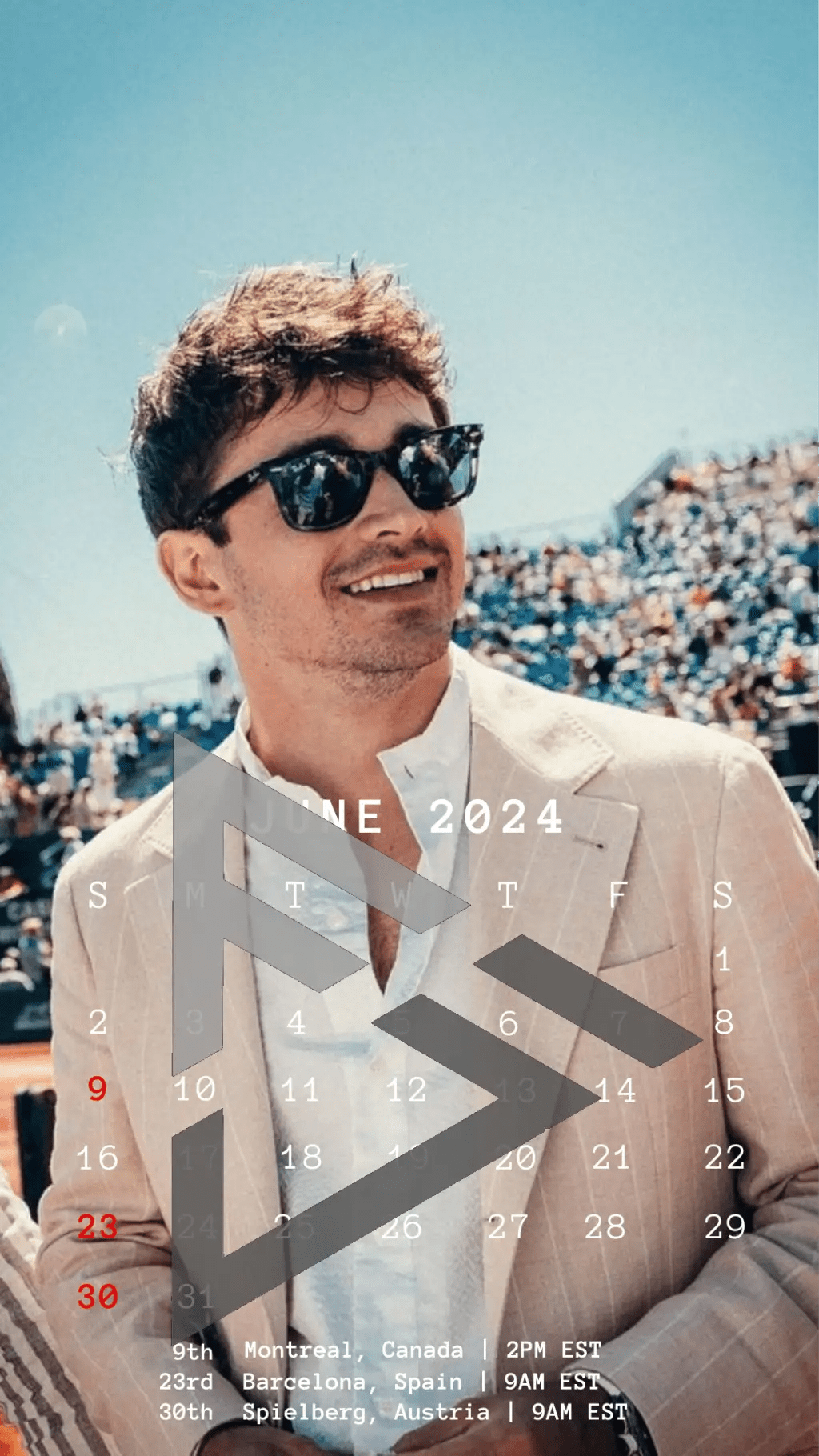 F1 2024 Phone Calendar Wallpaper - Charles Leclerc's Version (Digital Download) - The Raeypublic