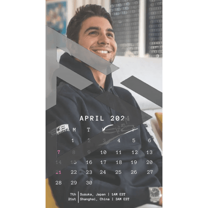 F1 2024 Phone Calendar Wallpaper - Esteban Ocon's Version (Digital Download) - The Raeypublic