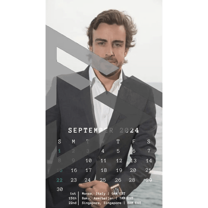 F1 2024 Phone Calendar Wallpaper - Fernando Alonso's Version (Digital Download) - The Raeypublic