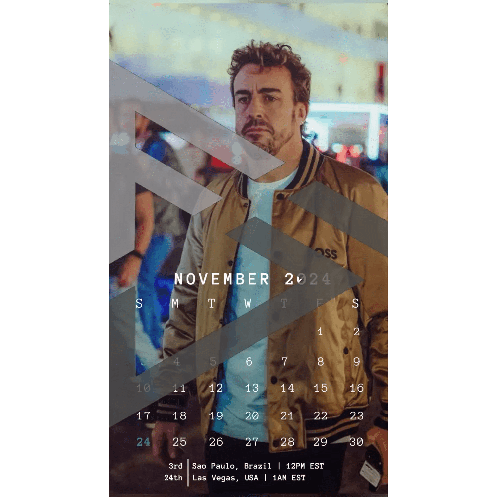 F1 2024 Phone Calendar Wallpaper - Fernando Alonso's Version (Digital Download) - The Raeypublic