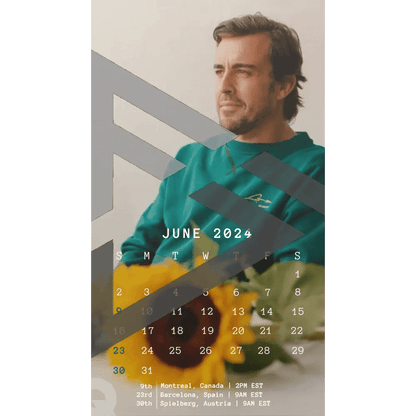 F1 2024 Phone Calendar Wallpaper - Fernando Alonso's Version (Digital Download) - The Raeypublic