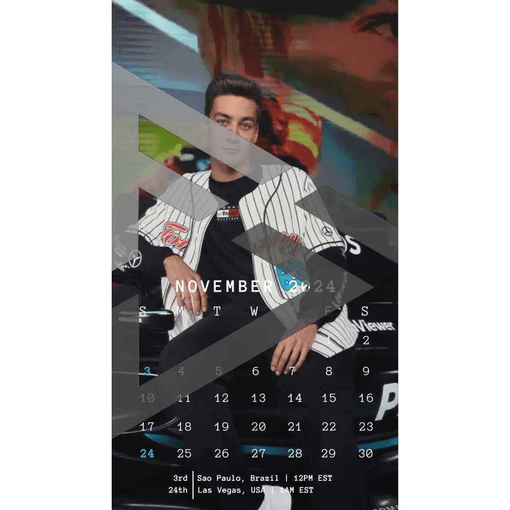 F1 2024 Phone Calendar Wallpaper - George Russell's Version (Digital Download) - The Raeypublic