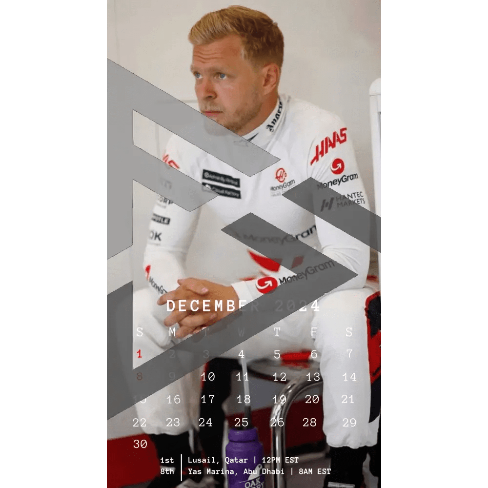 F1 2024 Phone Calendar Wallpaper - Kevin Magnussen's Version (Digital Download) - The Raeypublic