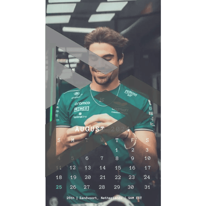 F1 2024 Phone Calendar Wallpaper - Lance Stroll's Version (Digital Download) - The Raeypublic