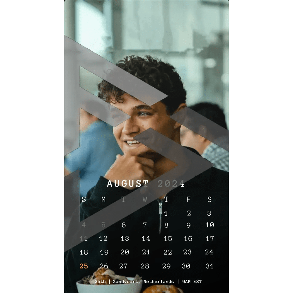 F1 2024 Phone Calendar Wallpaper - Lando Norris' Version (Digital Download) - The Raeypublic