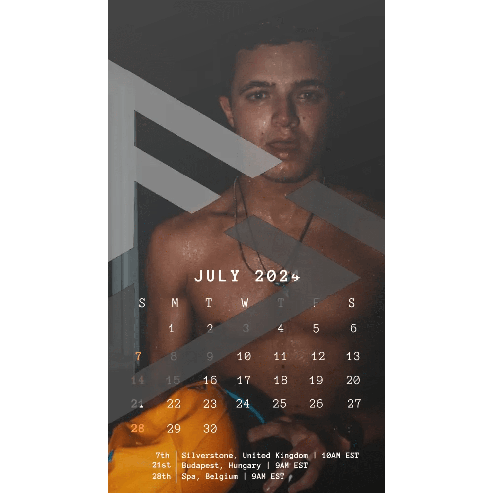 F1 2024 Phone Calendar Wallpaper - Lando Norris' Version (Digital Download) - The Raeypublic