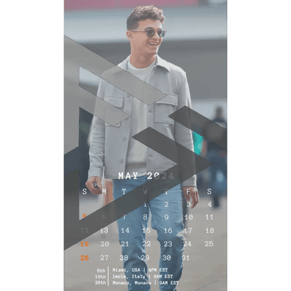 F1 2024 Phone Calendar Wallpaper - Lando Norris' Version (Digital Download) - The Raeypublic