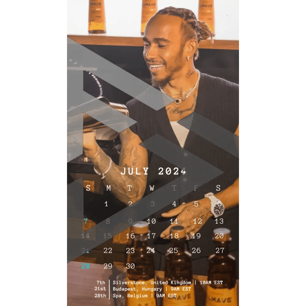 F1 2024 Phone Calendar Wallpaper - Lewis Hamilton's Version (Digital Download) - The Raeypublic