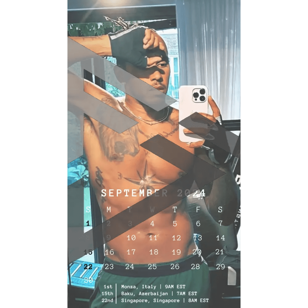 F1 2024 Phone Calendar Wallpaper - Lewis Hamilton's Version (Digital Download) - The Raeypublic