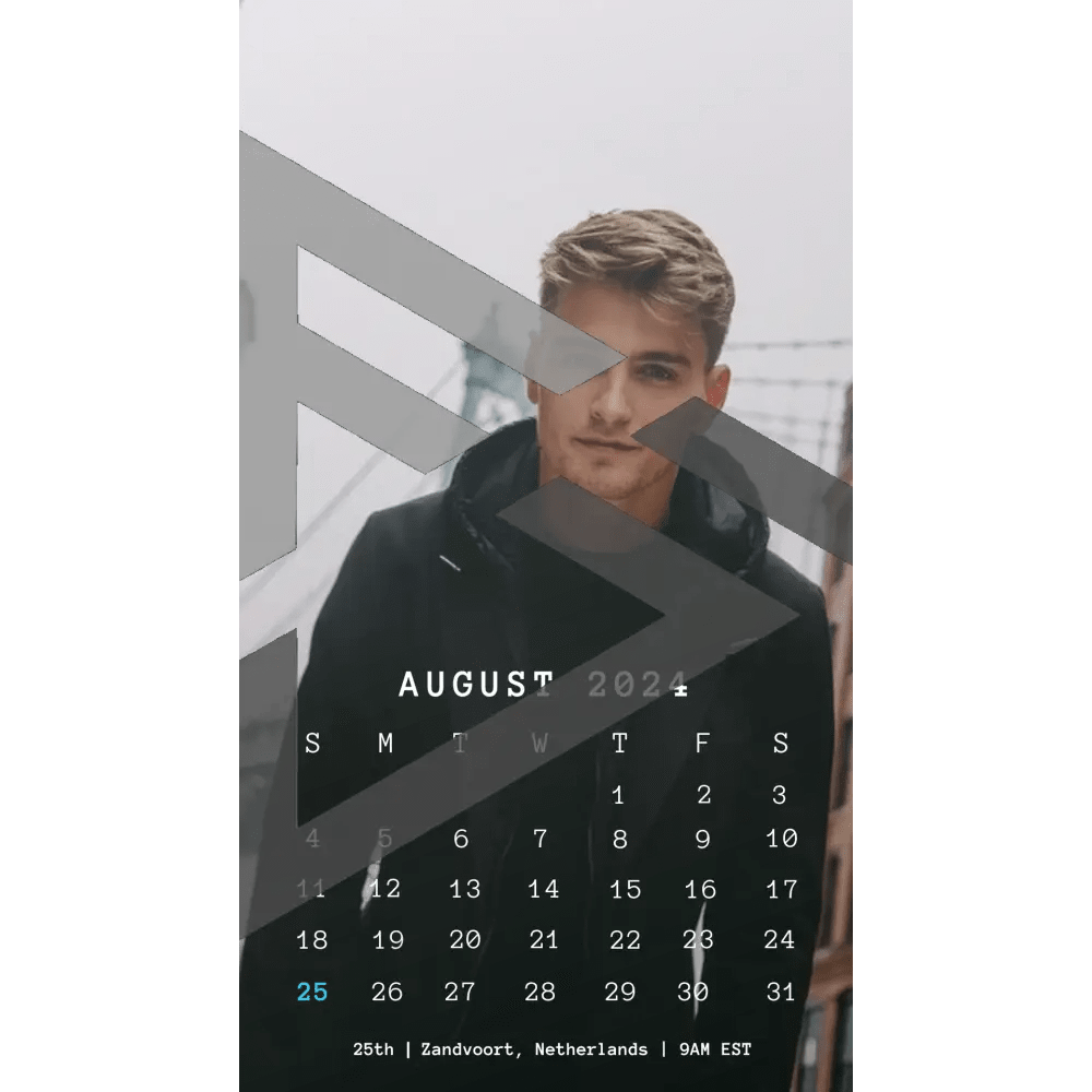 F1 2024 Phone Calendar Wallpaper - Logan Sargeant's Version (Digital Download) - The Raeypublic