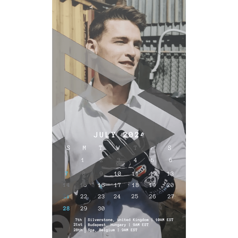 F1 2024 Phone Calendar Wallpaper - Logan Sargeant's Version (Digital Download) - The Raeypublic