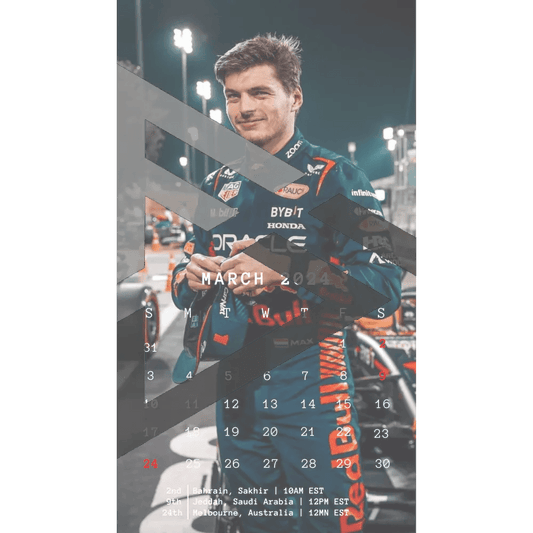 F1 2024 Phone Calendar Wallpaper - Max Verstappen's Version (Digital Download) - The Raeypublic