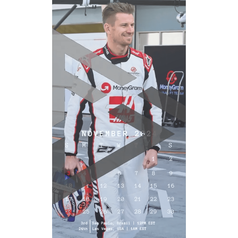 F1 2024 Phone Calendar Wallpaper - Nico Hulkenberg's Version (Digital Download) - The Raeypublic