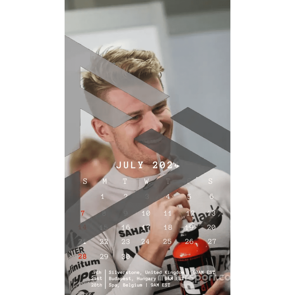 F1 2024 Phone Calendar Wallpaper - Nico Hulkenberg's Version (Digital Download) - The Raeypublic