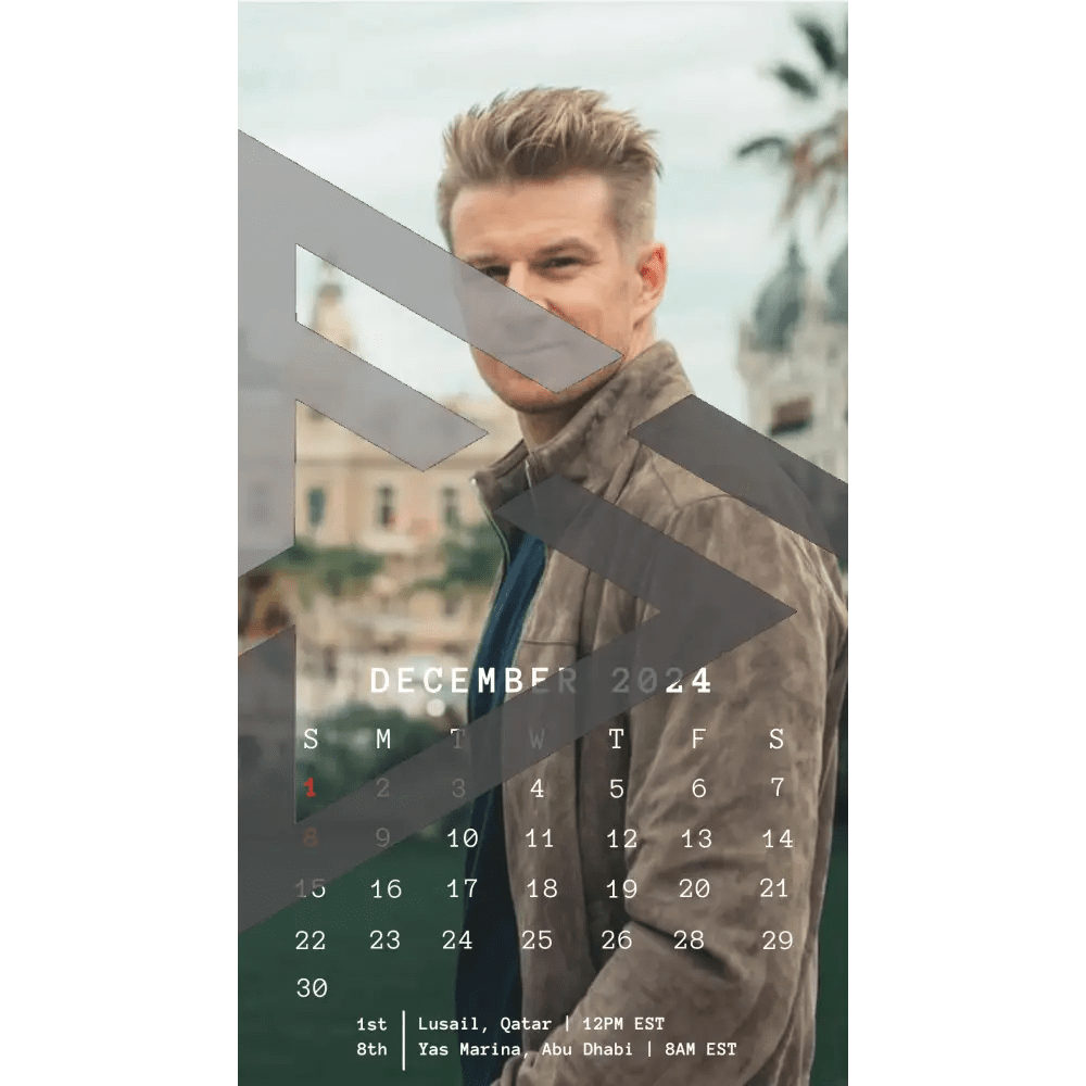 F1 2024 Phone Calendar Wallpaper - Nico Hulkenberg's Version (Digital Download) - The Raeypublic