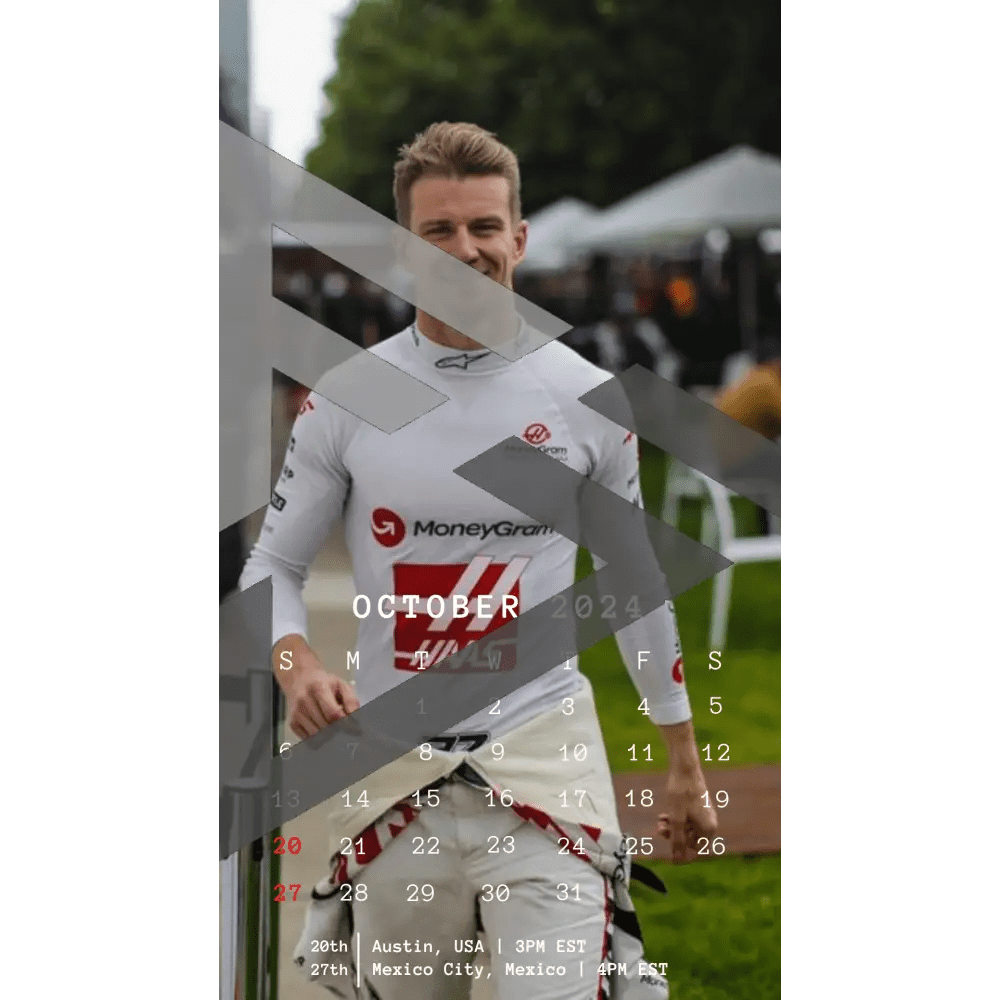 F1 2024 Phone Calendar Wallpaper - Nico Hulkenberg's Version (Digital Download) - The Raeypublic