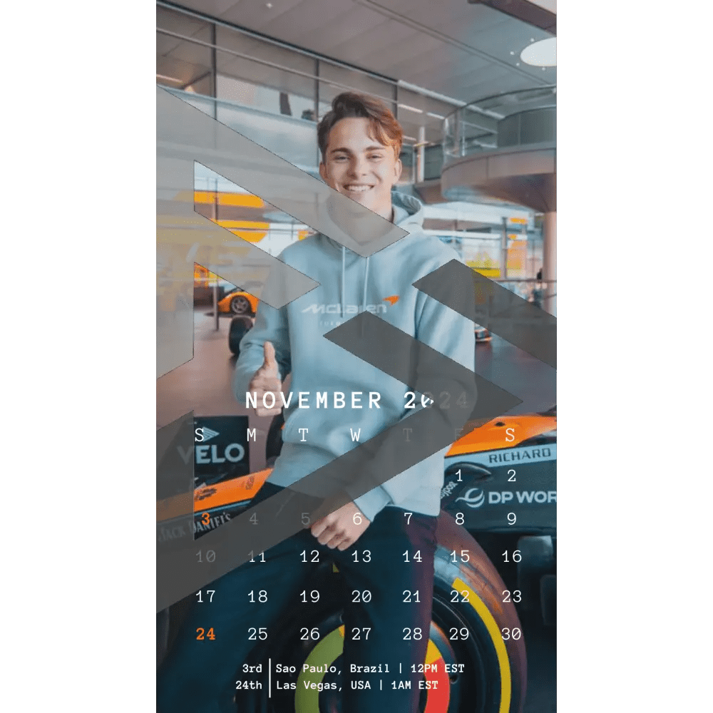 F1 2024 Phone Calendar Wallpaper - Oscar Piastri's Version (Digital Download) - The Raeypublic