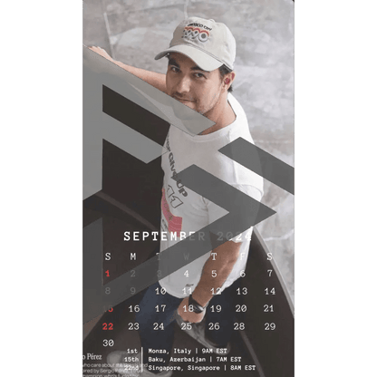 F1 2024 Phone Calendar Wallpaper - Sergio Perez's Version (Digital Download) - The Raeypublic