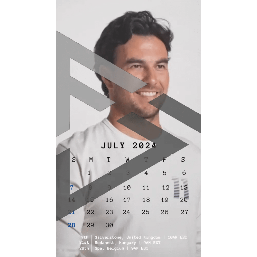 F1 2024 Phone Calendar Wallpaper - Sergio Perez's Version (Digital Download) - The Raeypublic