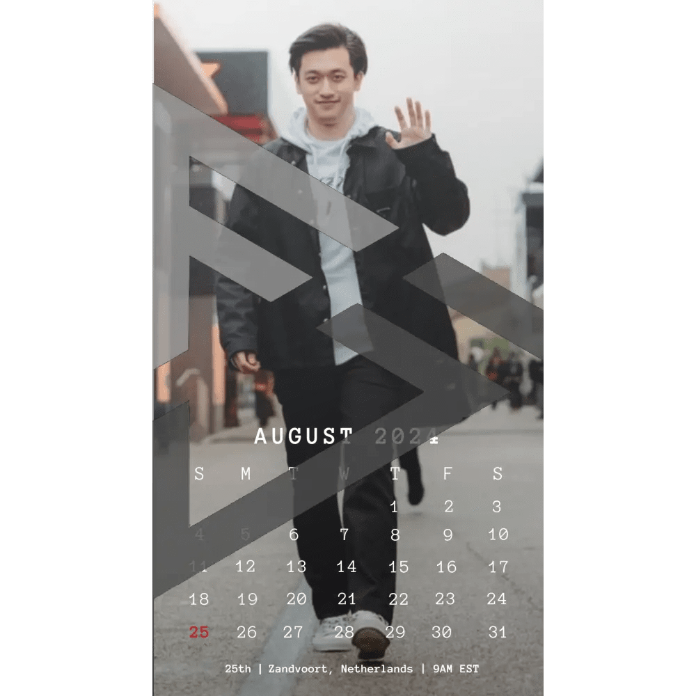 F1 2024 Phone Calendar Wallpaper - Zhou Guanyu's Version (Digital Download) - The Raeypublic