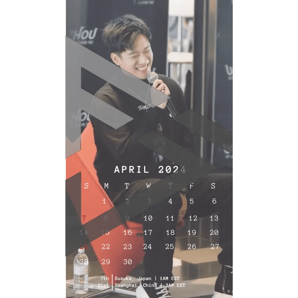 F1 2024 Phone Calendar Wallpaper - Zhou Guanyu's Version (Digital Download) - The Raeypublic